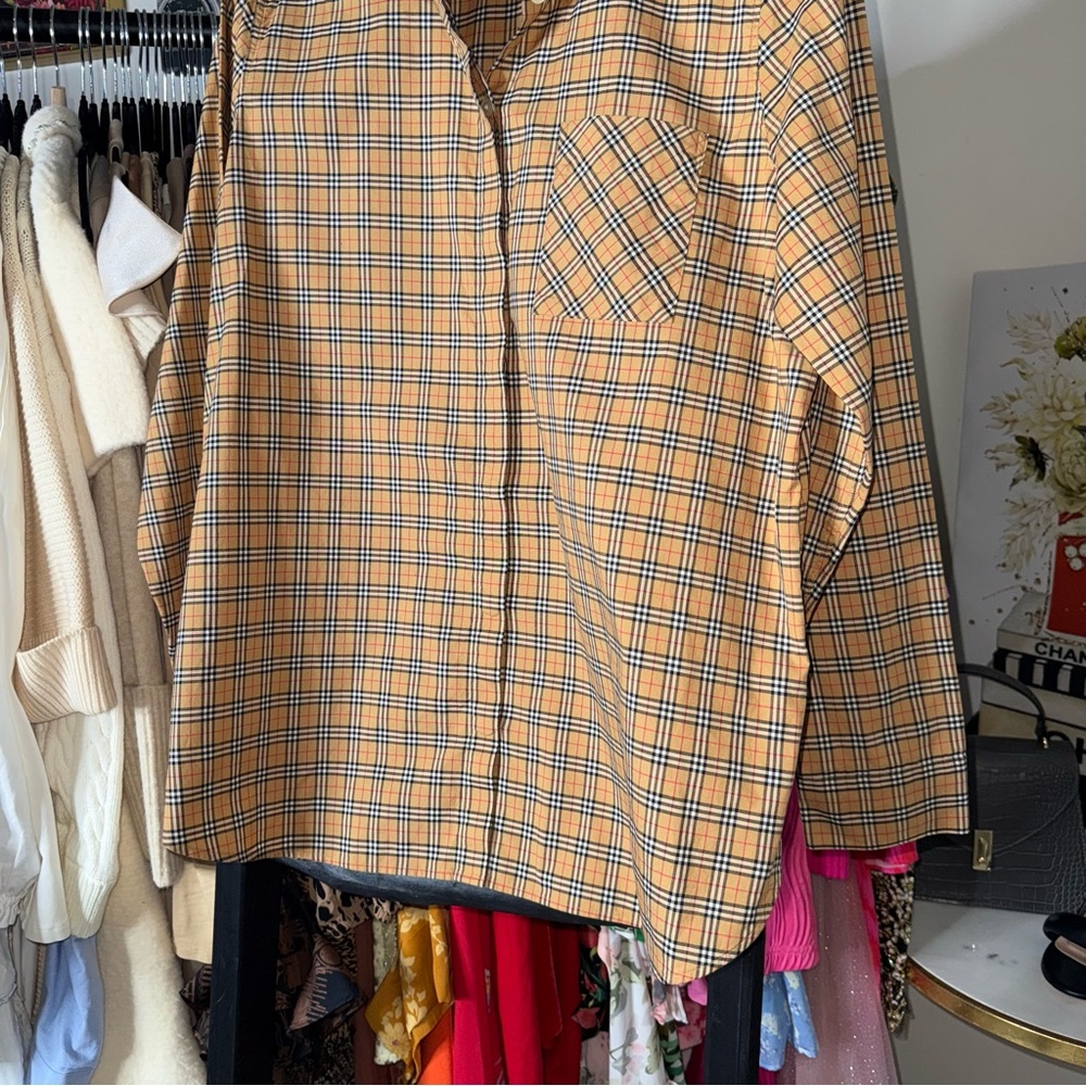 Burberry London England Classic Vintage Check Button Up Shirt Womens 14 EUC - Picture 5 of 13